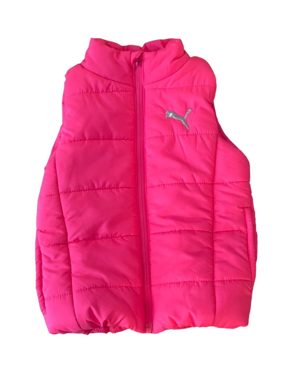 Puma Girls Hot Pink Quilted Insulated Barbiecore Puffer Vest Jacket Size 3-4